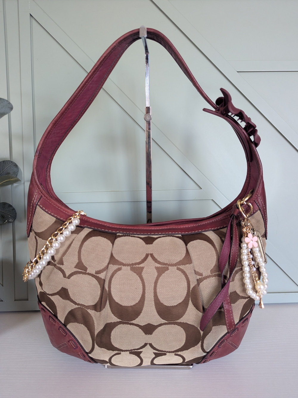 vintage Coach Ergo Signature Pleated Hobo Shoulder Bag